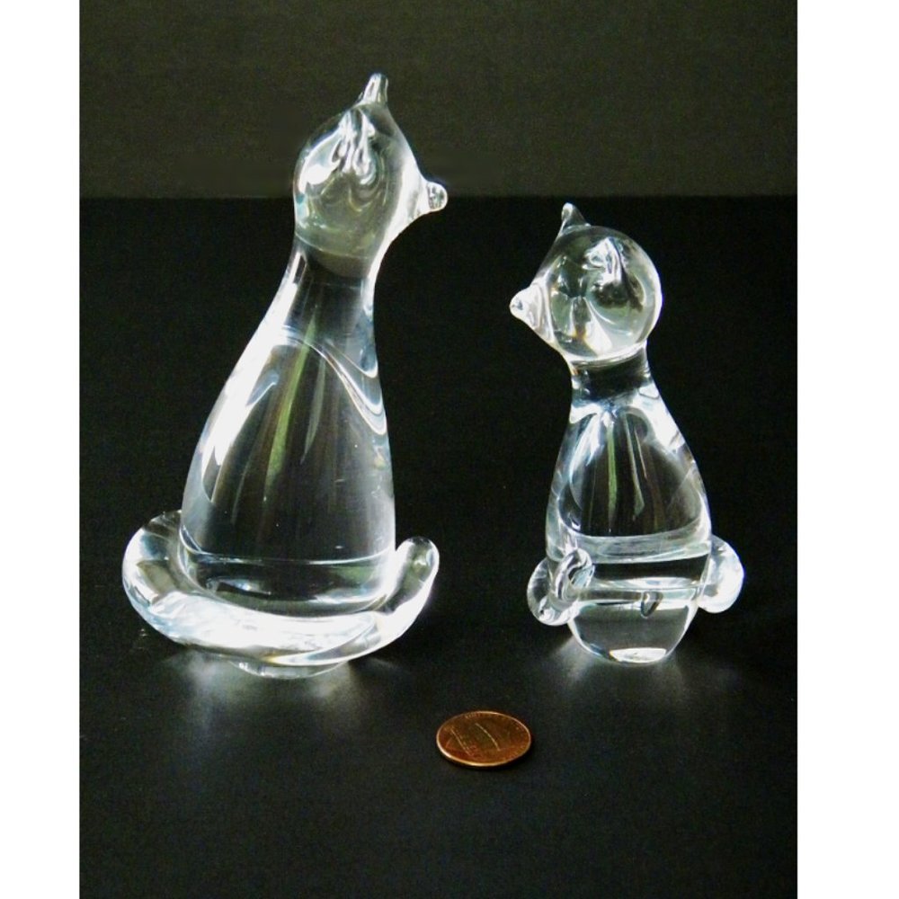 Clear Glass Cat Figurines Abstract Minimalism